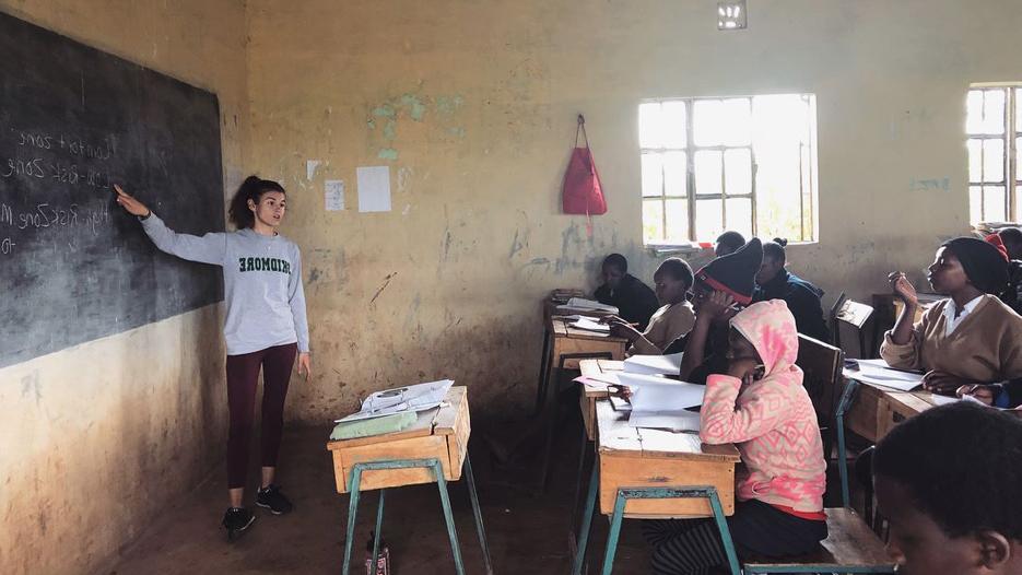Marley Amico teaches in a classroom in Kenya